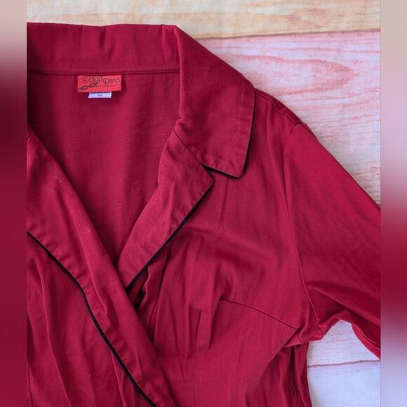 Deadly Dames Micheline Pitt Red Fit & Flare Secretary Day Dress Plus 4X Retro - Picture 5 of 6